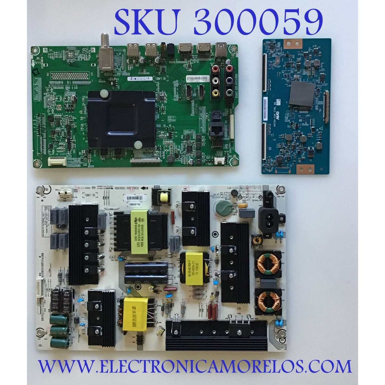 KIT DE TARJETAS HISENSE / MAIN 212258 / RSAG7.820.6715/ROH / 210420 / FUENTE 210454 / RSAG7.820.7426/ROH / HLL-6570WC / T-CON 5565T50C04 / 55.65.T50.C04 / 65T50-C06 / PANEL HD650M5U51-B1\S0\GM\ROH / DISPLAY T650QVN06.1 / MODELO 65H6D